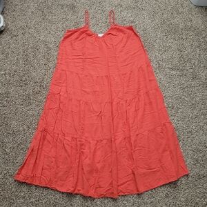 Love By Gap Crinkle Tier Dress Coral Orange Oversized Size Small